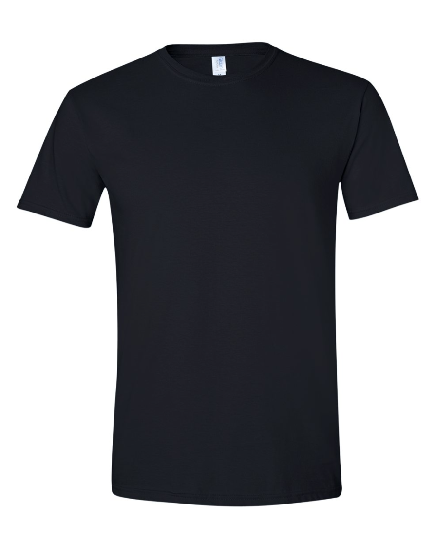 black t-shirt on a white background