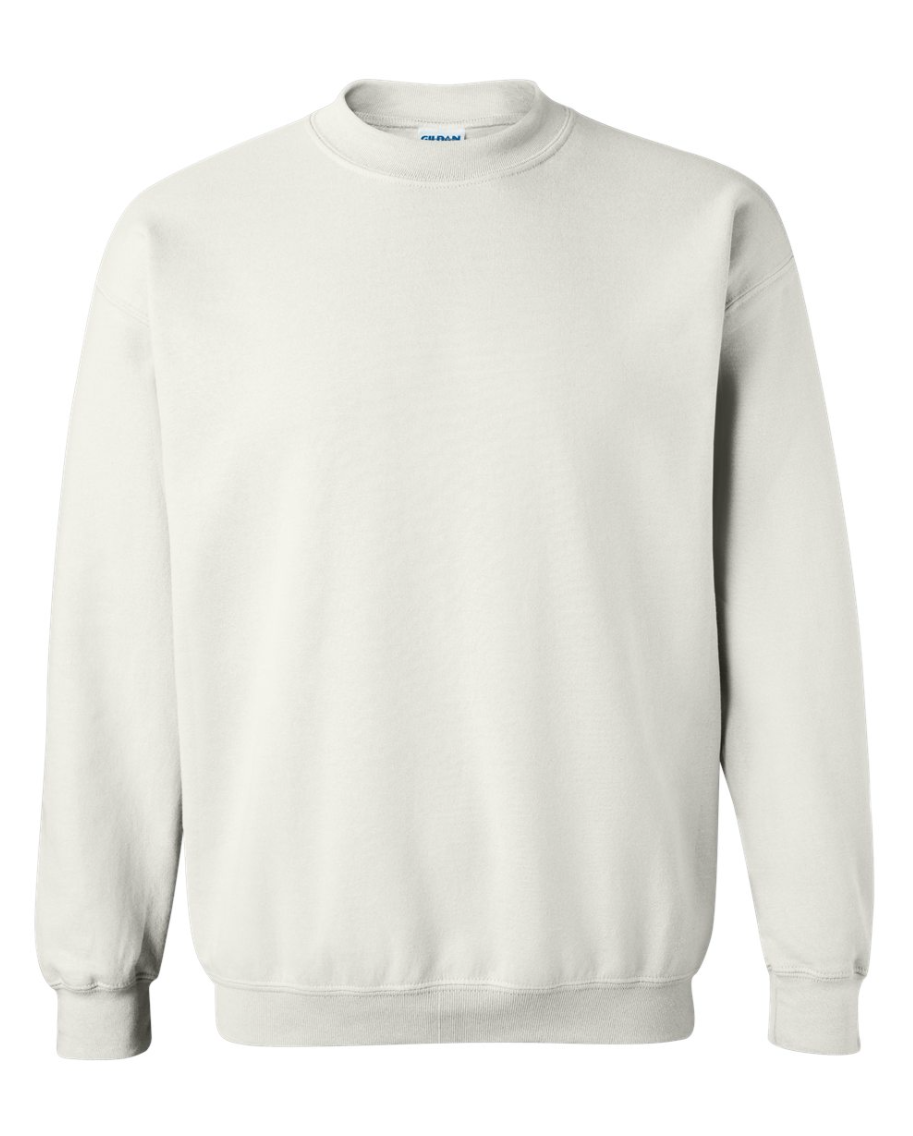 white crewneck sweatshirt on e a white background