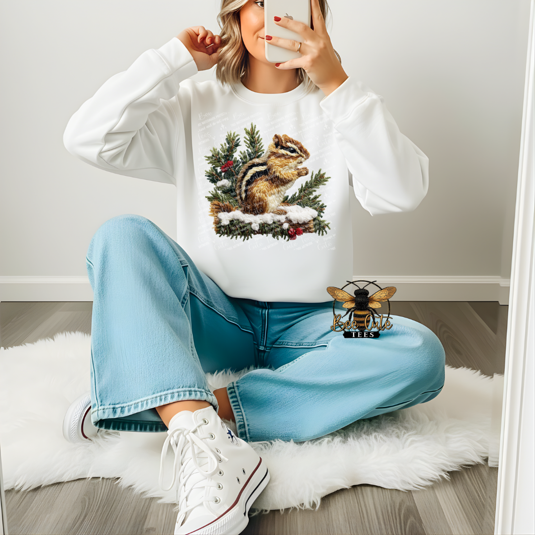 Winter Chipmunk Faux Latch Hook Yarn Crochet