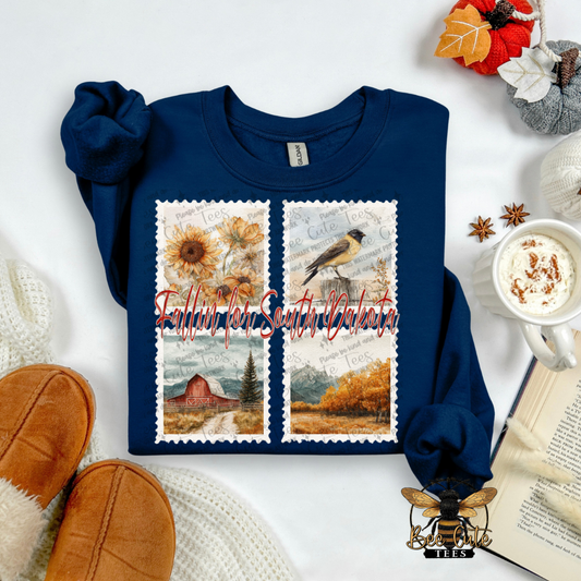 Vintage Fall South Dakota Stamps