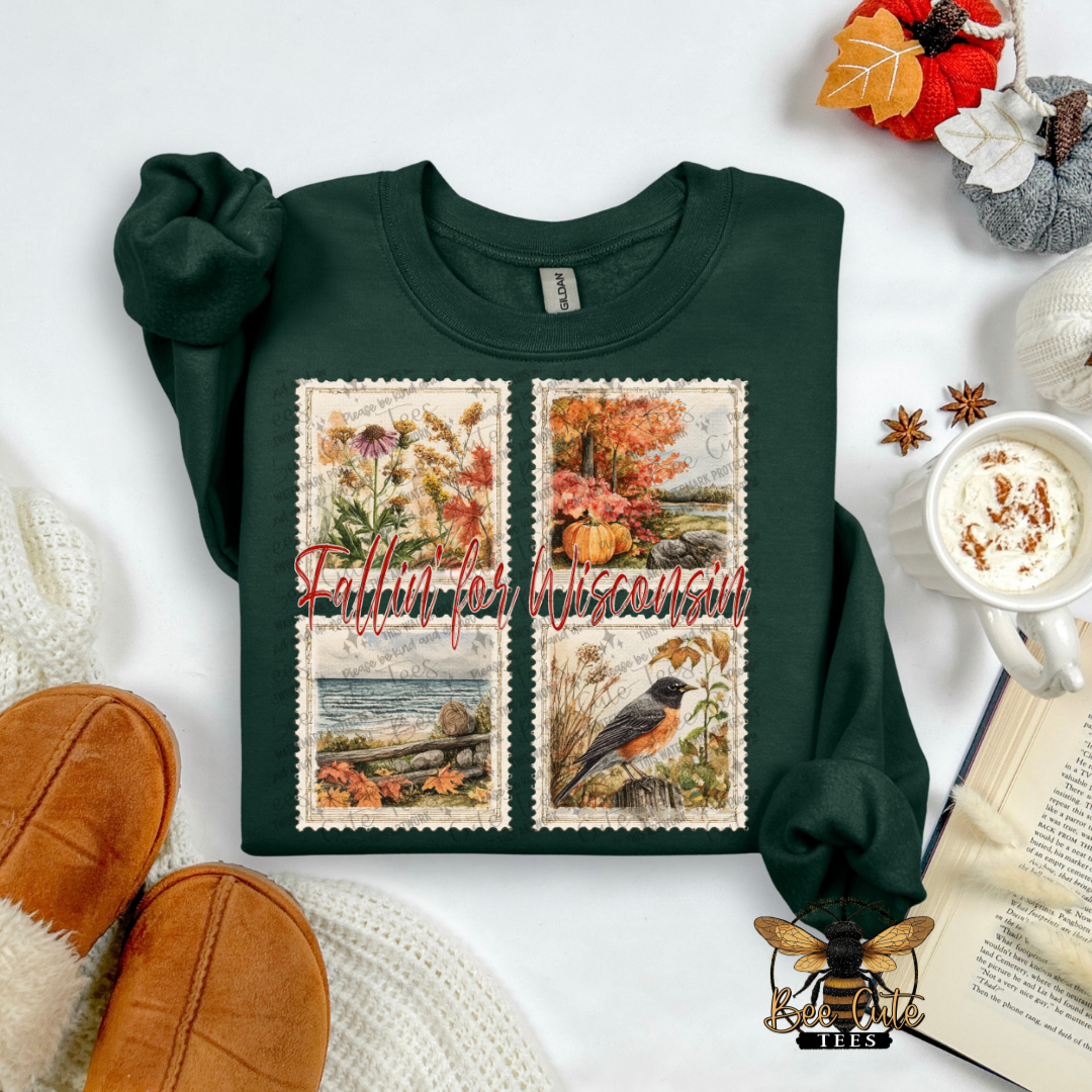 Vintage Fall Wisconsin Stamps