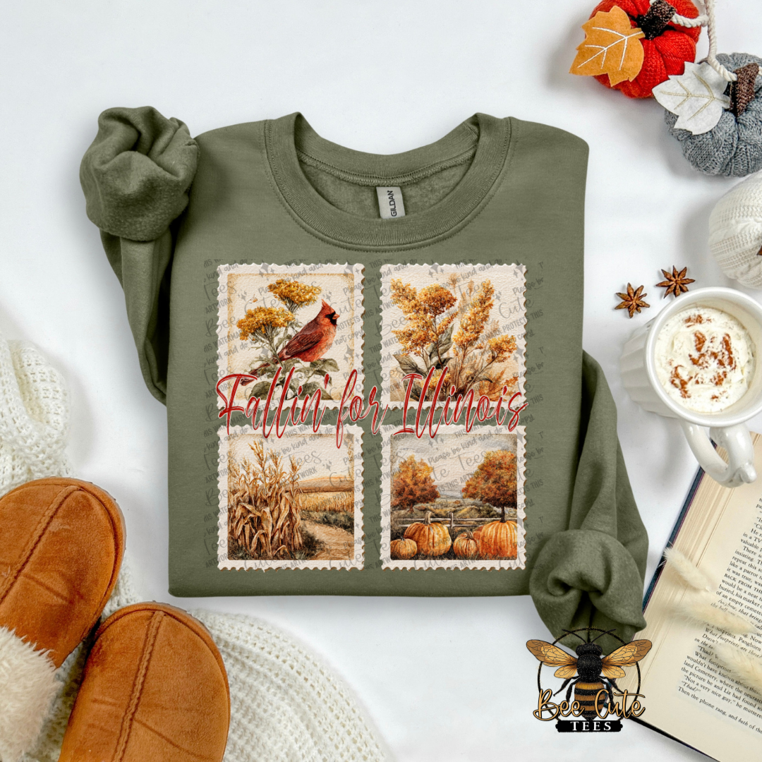 Vintage Fall Illinois Stamps