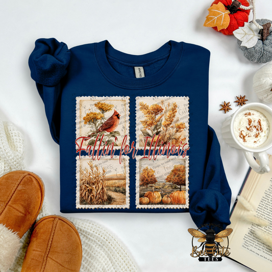 Vintage Fall Illinois Stamps