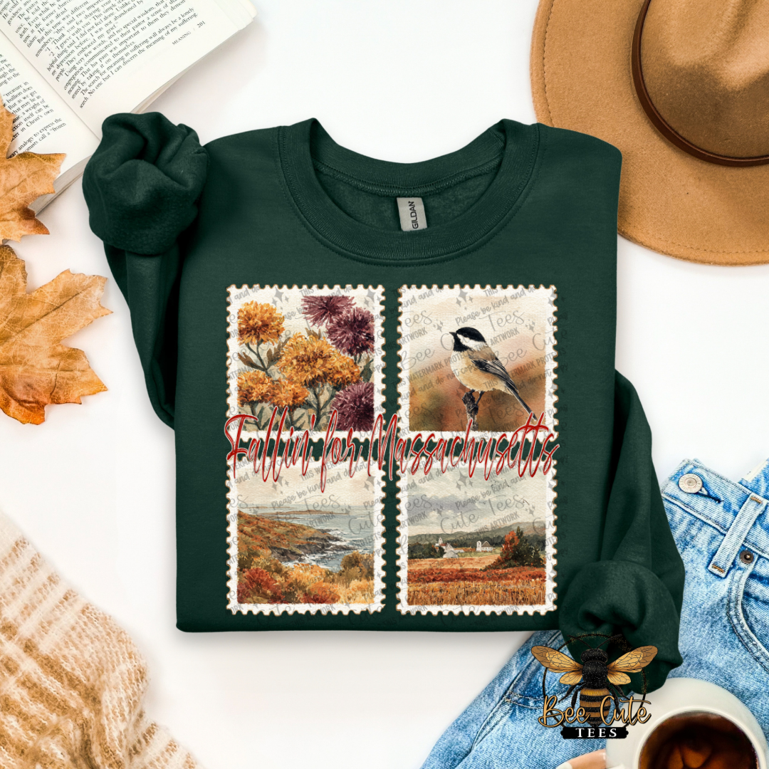 Vintage Fall Massachusetts Stamps