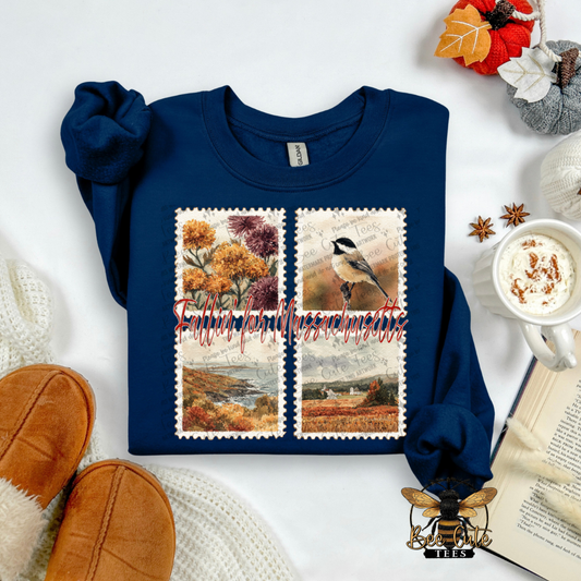Vintage Fall Massachusetts Stamps