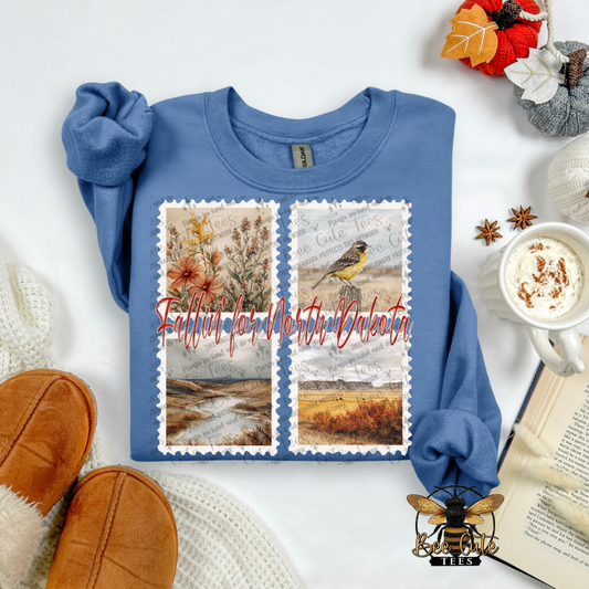 Vintage Fall North Dakota Stamps