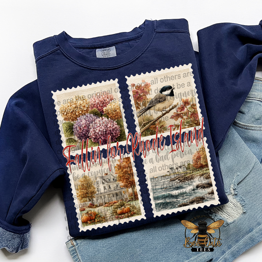 Vintage Fall Rhode Island Stamps
