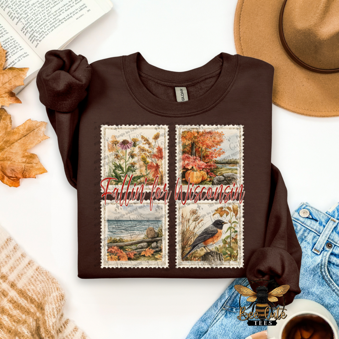 Vintage Fall Wisconsin Stamps