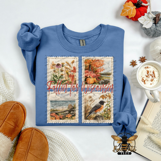 Vintage Fall Wisconsin Stamps