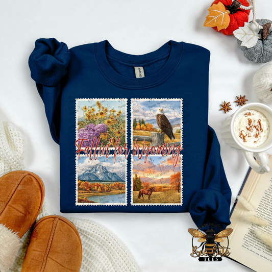 Vintage Fall Wyoming Stamps