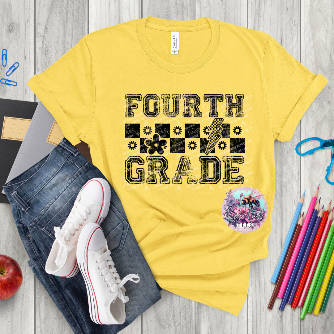 Fourth Grade Checkered Black