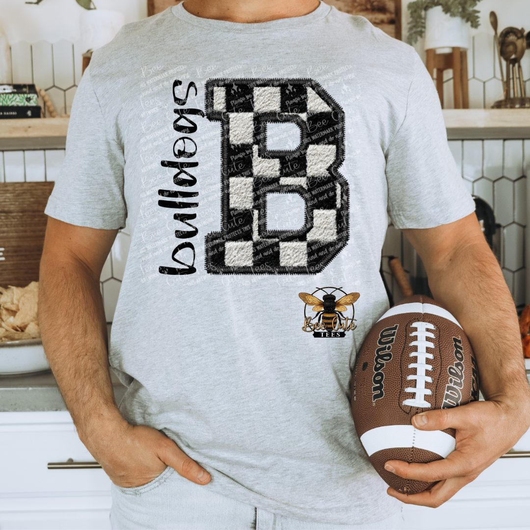 Faux Fuzzy Checkered Bulldogs