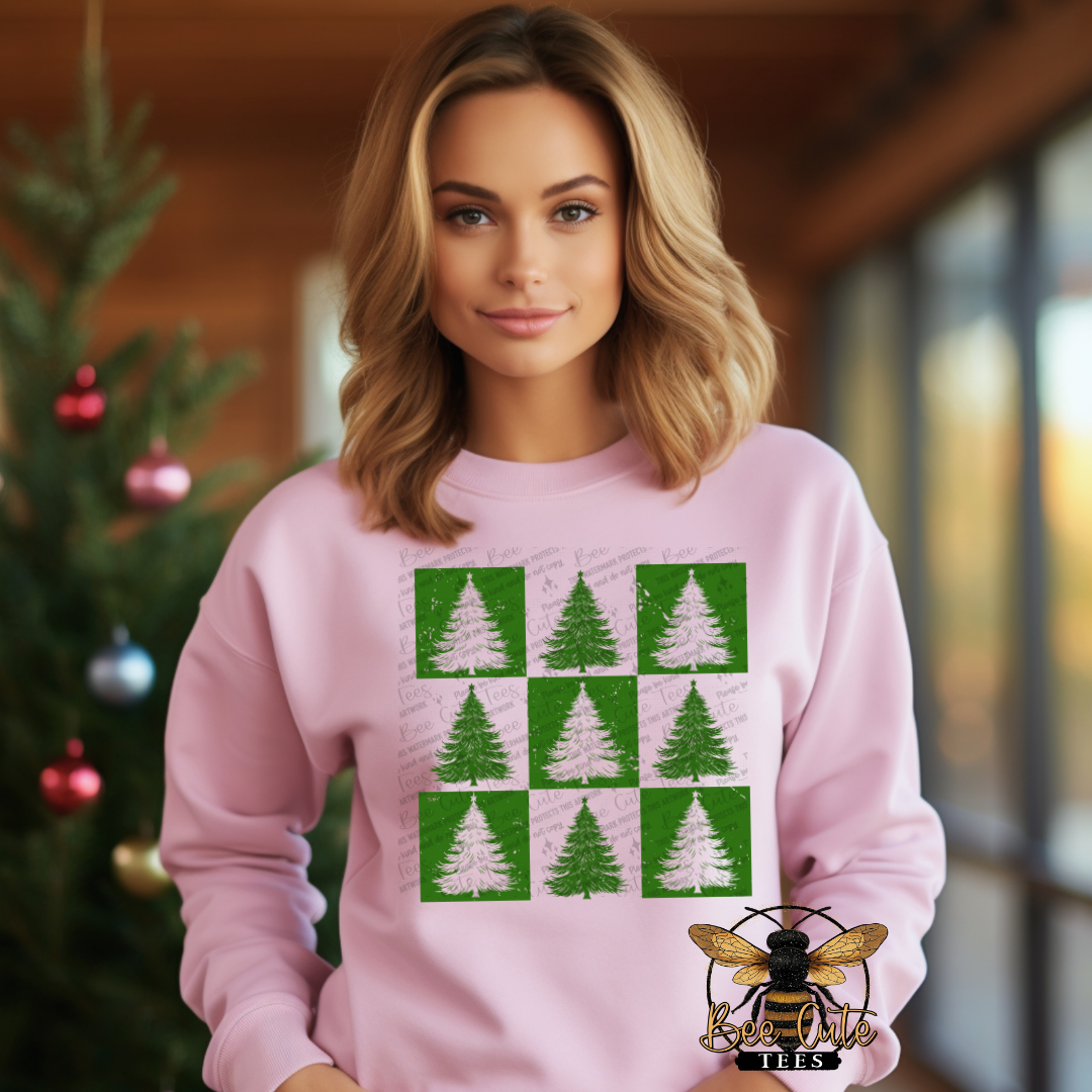 Grunge Checkered Christmas Tree