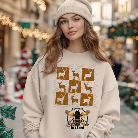 Grunge Checkered Reindeer