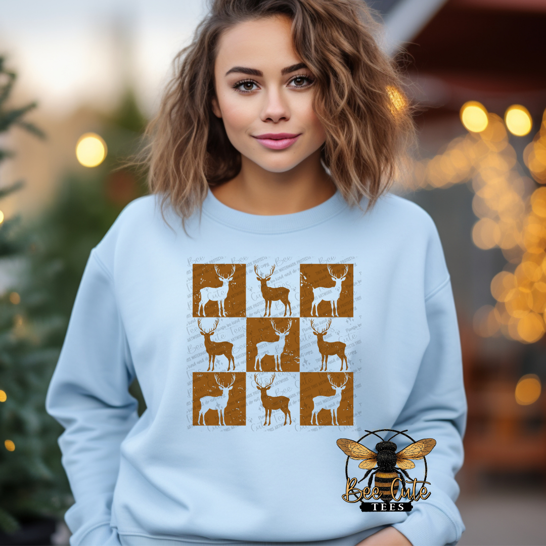 Grunge Checkered Reindeer