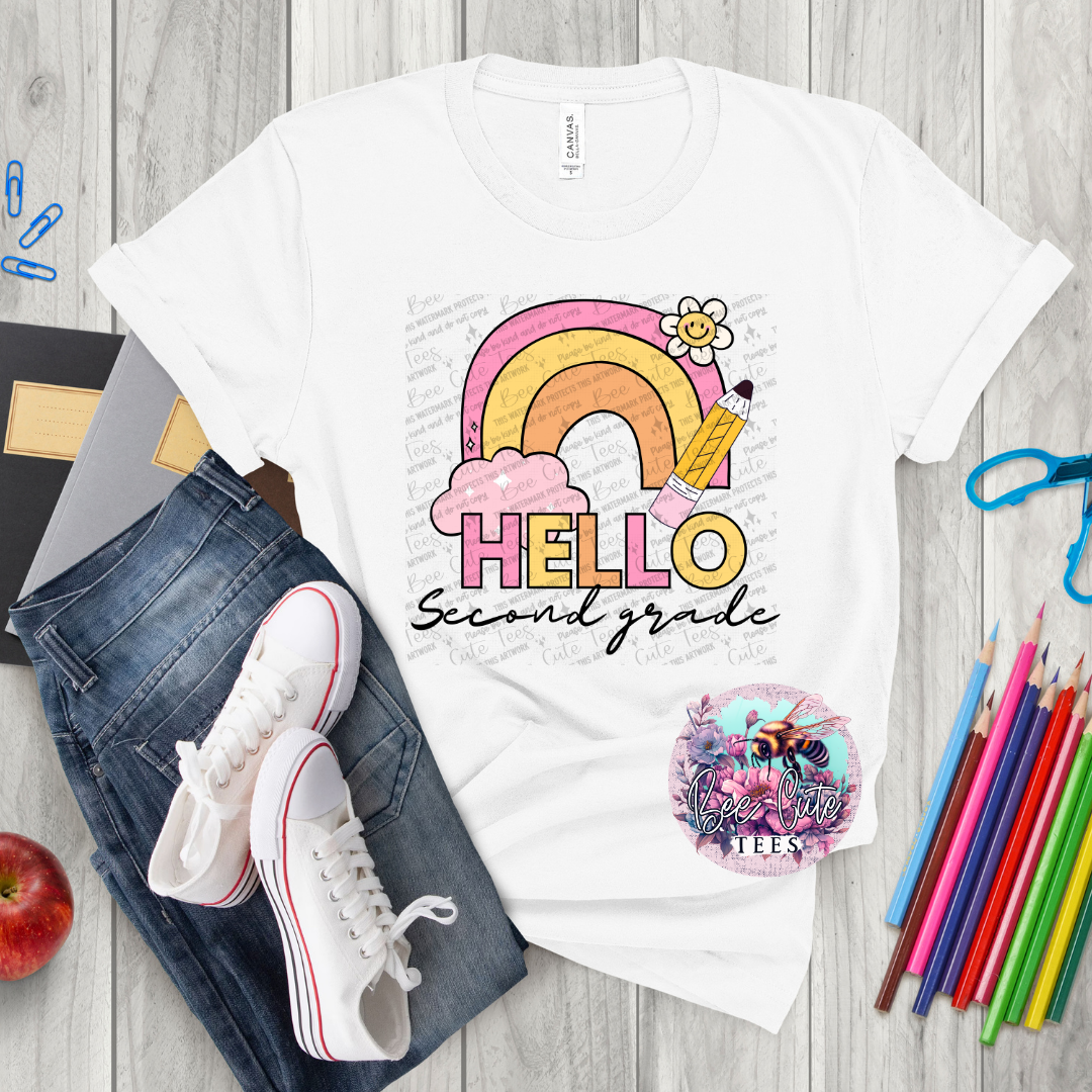 Hello Second Grade Rainbow