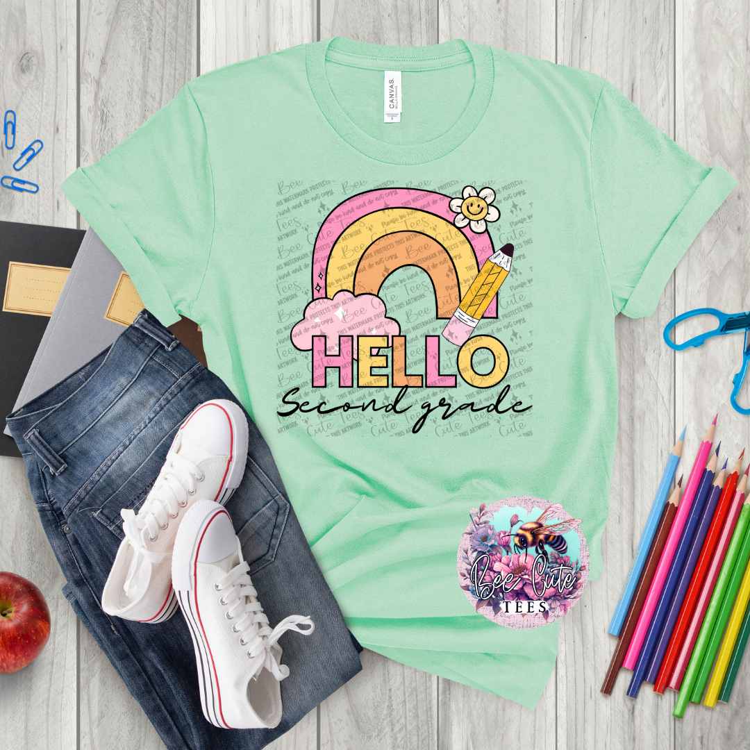 Hello Second Grade Rainbow