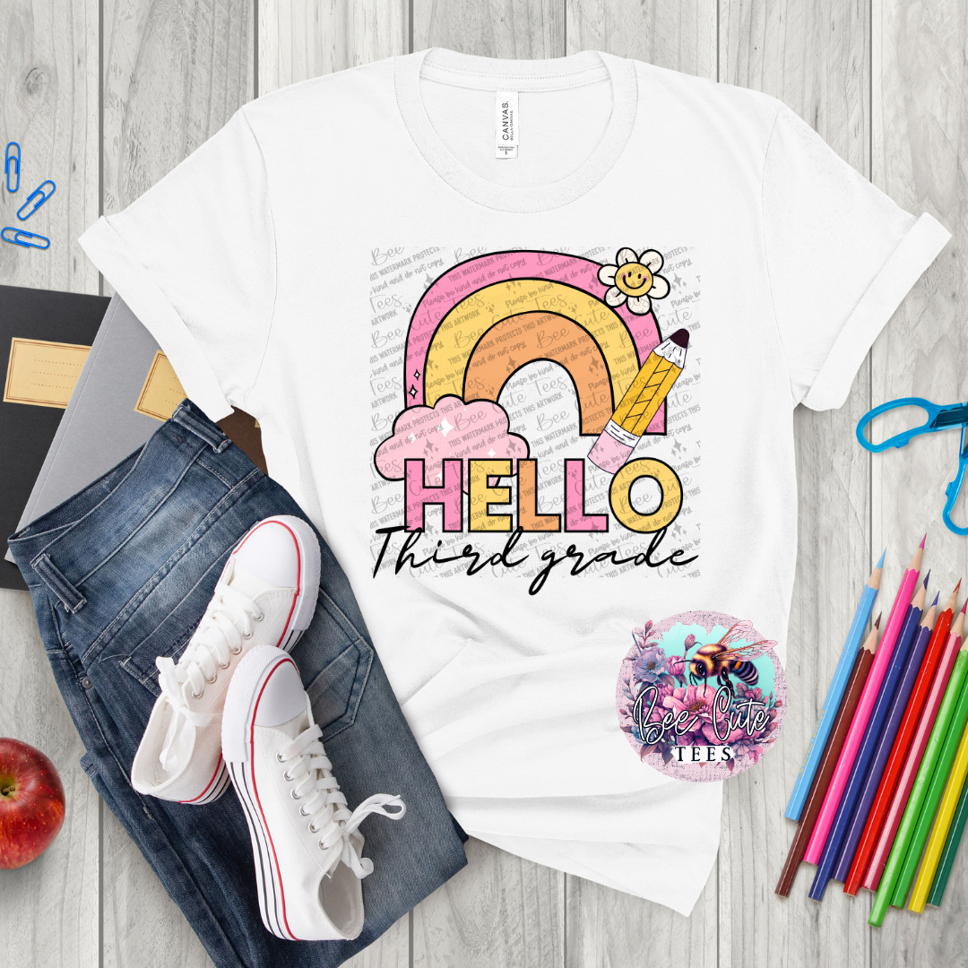 Hello Third Grade Rainbow