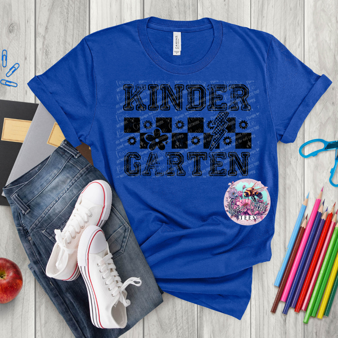 Kindergarten Checkered Black
