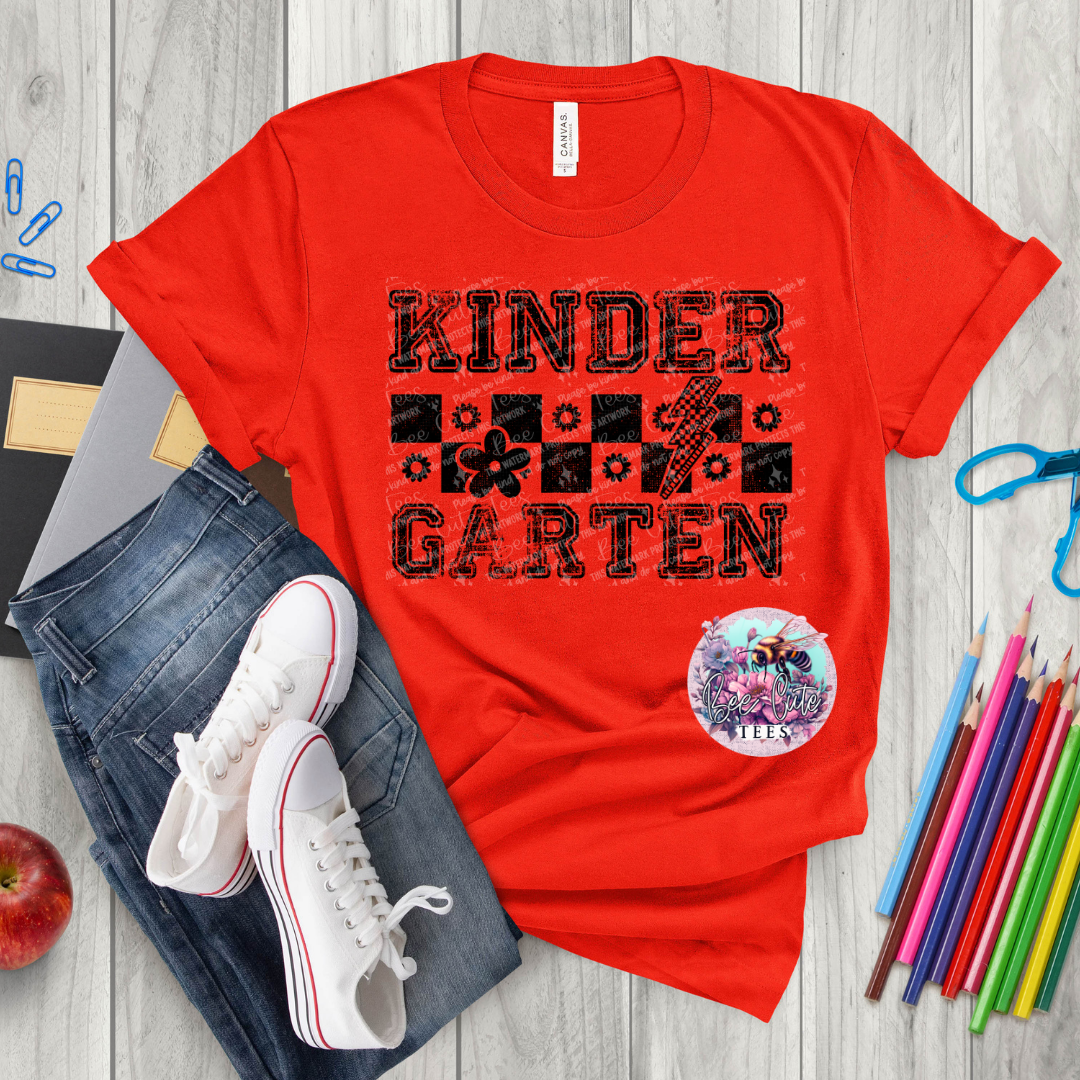 Kindergarten Checkered Black