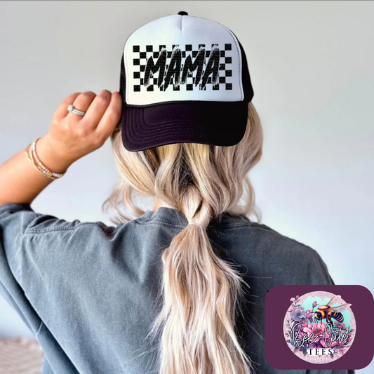 Mama Checkered Trucker Hat