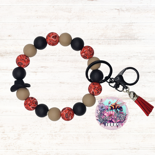 Cowboy Bandana Silicone Bead Wristlet Keychain