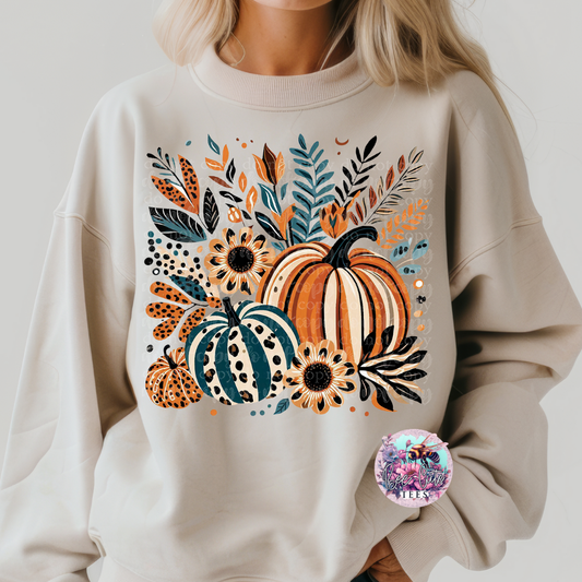 Painted Pumpkin Leopard Floral