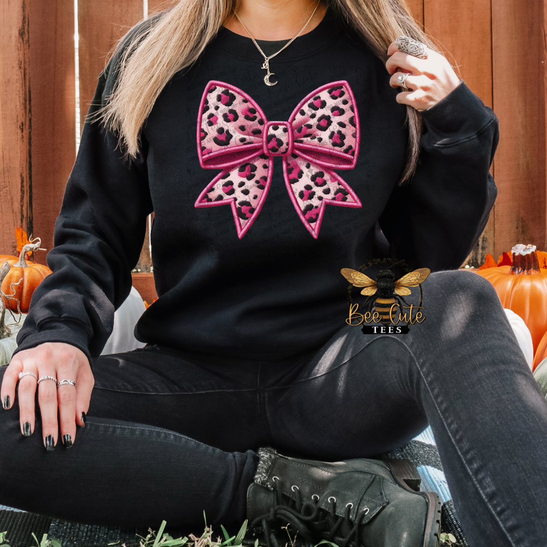 Pink Leopard Bow