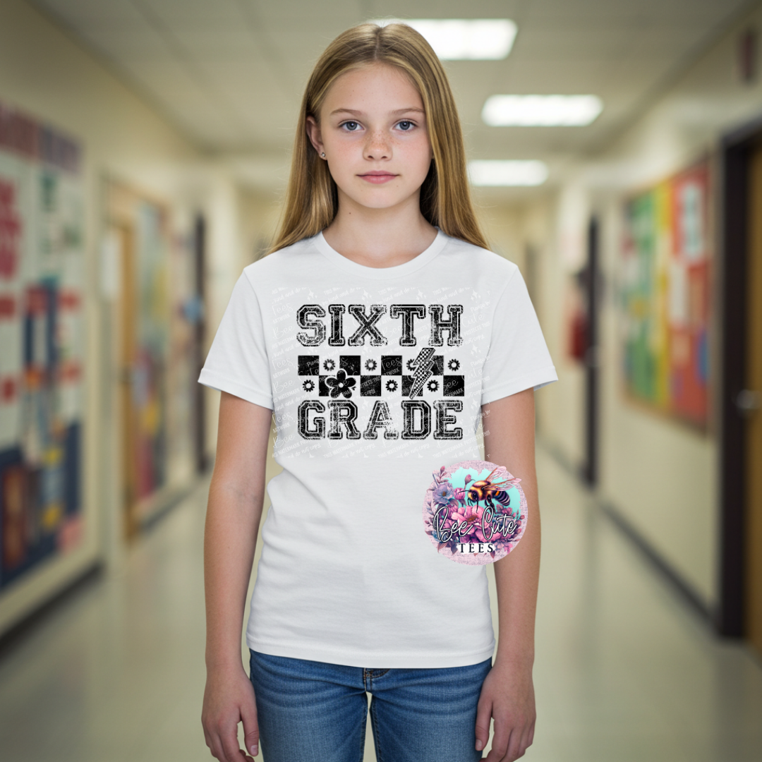 *** Youth *** Sixth Grade Checkered Black