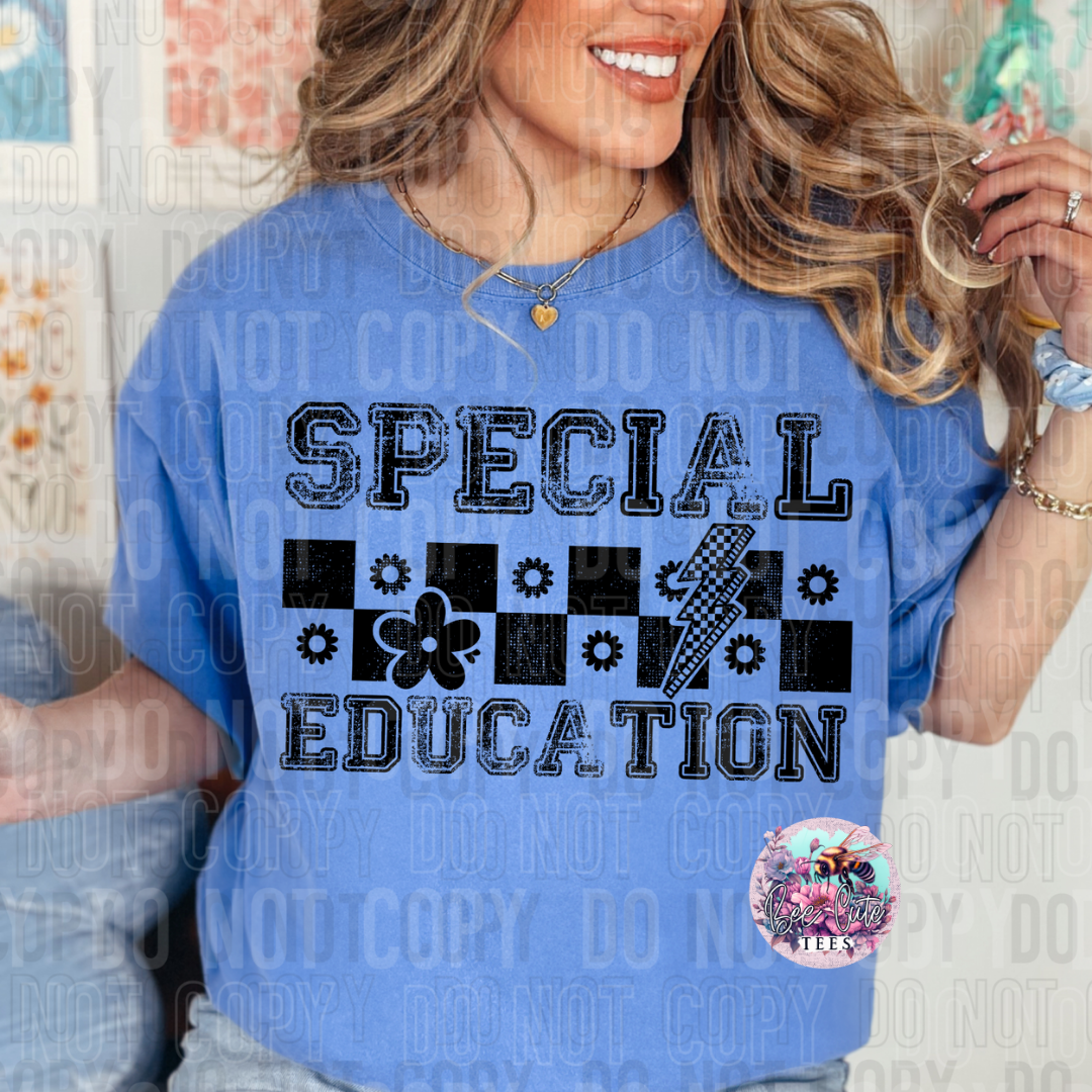 Special Education Teacher Checkered Black