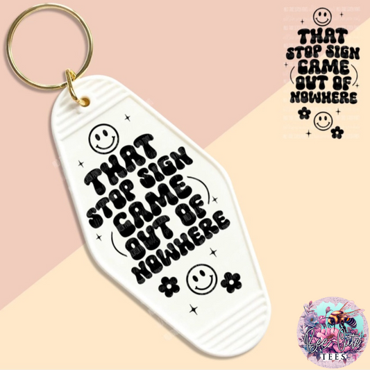 Stop Sign Motel Keychain