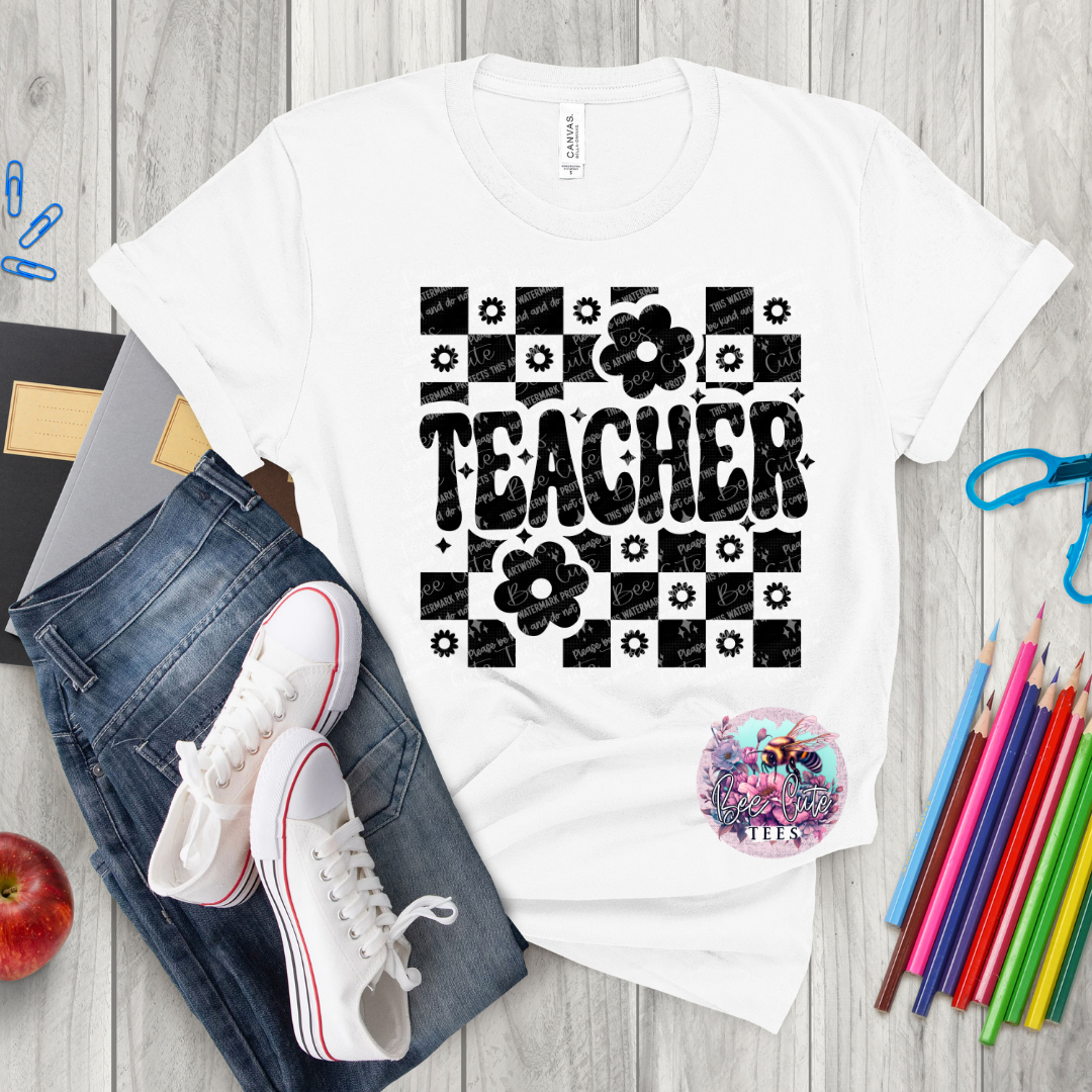 Teacher Checkered Black