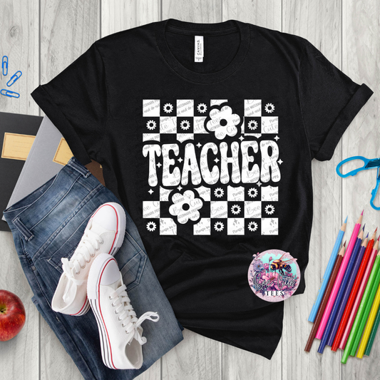Teacher Checkered White