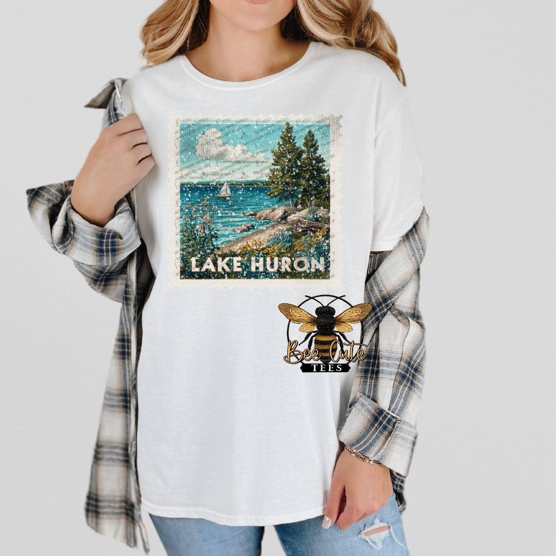 Vintage Lake Huron Stamp