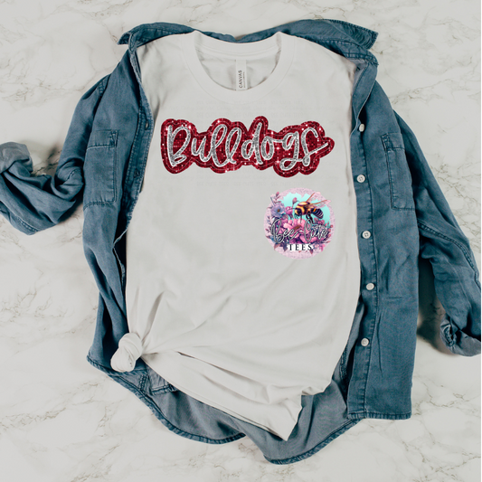 Bulldogs Faux Glitter and Sequins