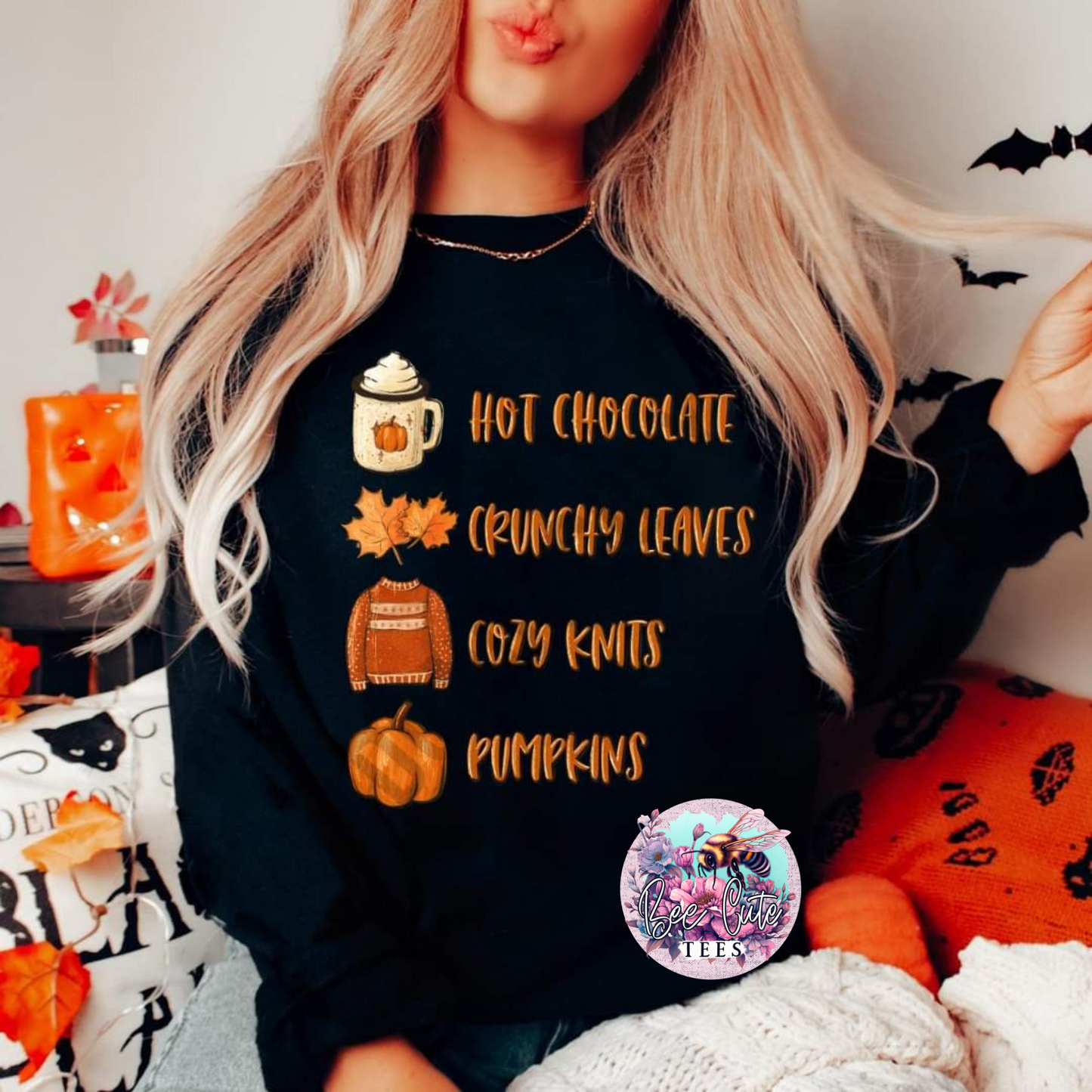 Hot Chocolate, Crunchy Leaves, Cozy Knits, Pumpkins
