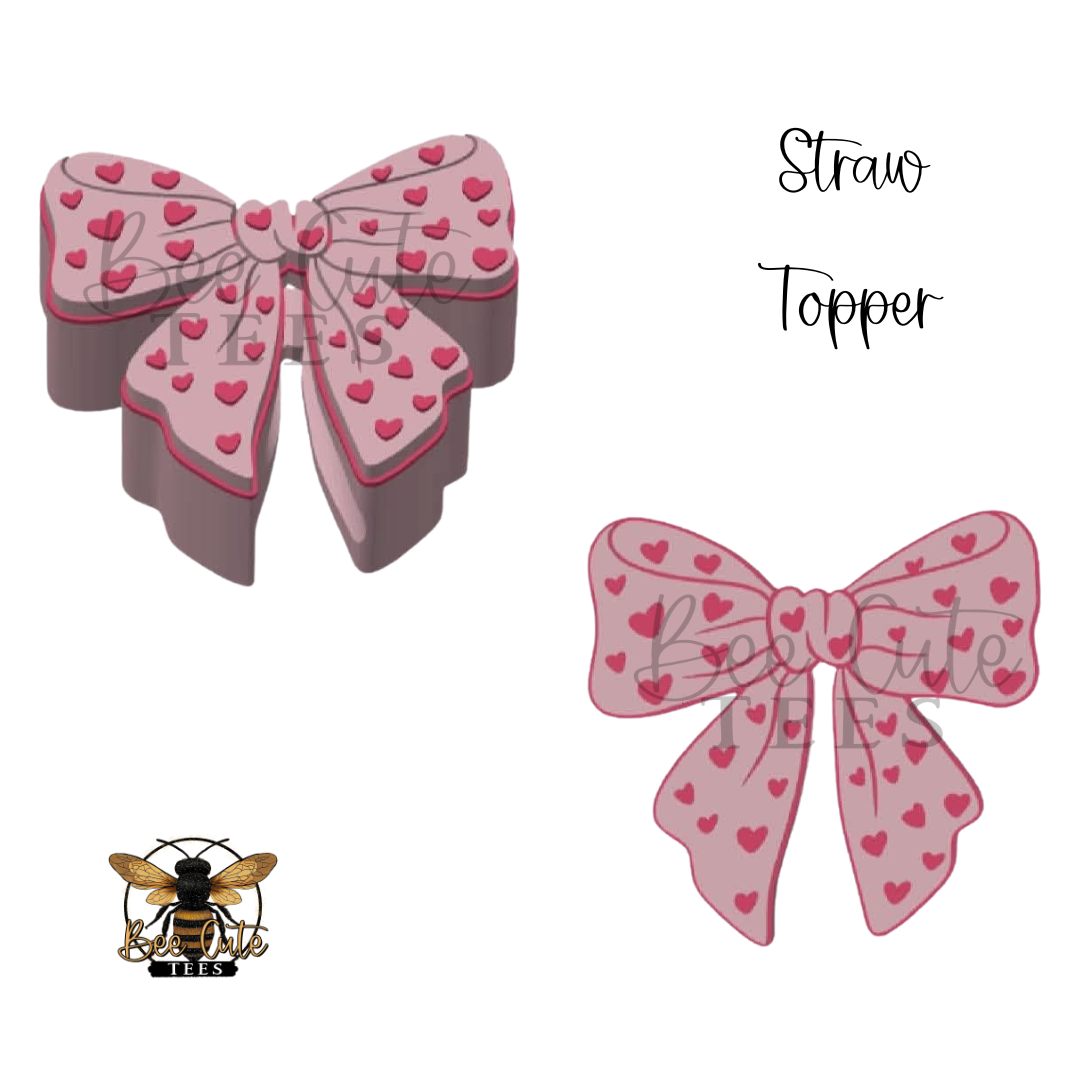 Little Hearts Bow Straw Topper