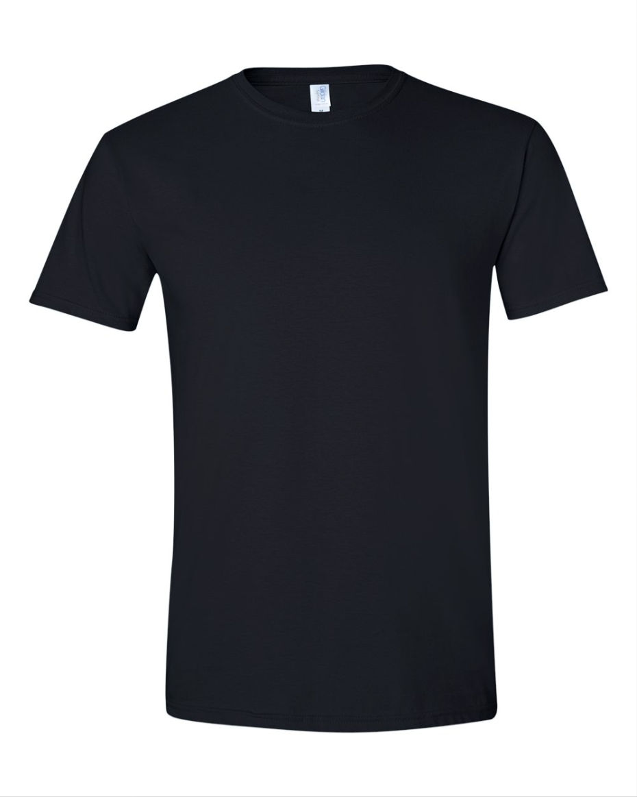black t-shirt on a white background