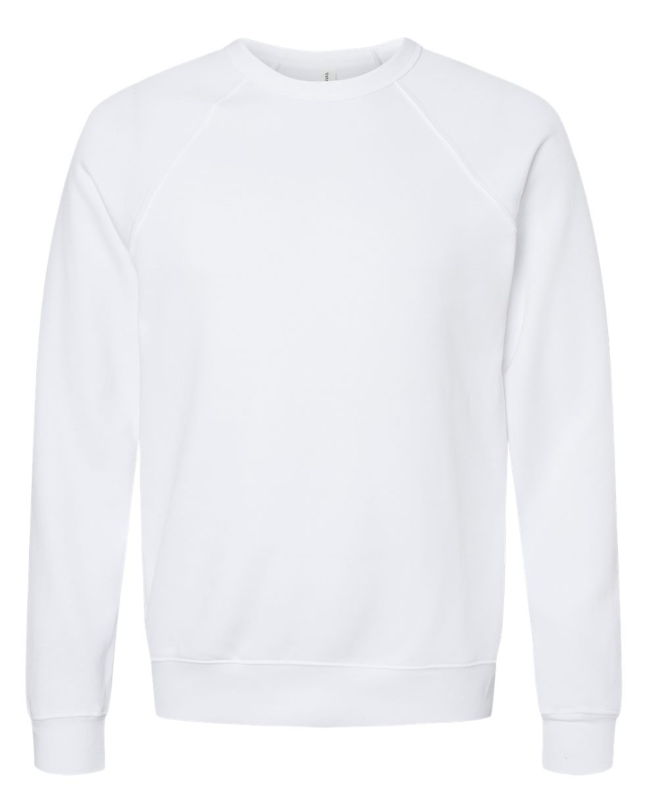 white crewneck sweatshirt on a white background
