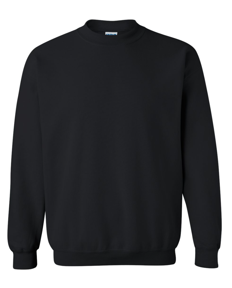 black crewneck sweatshirt on a white background