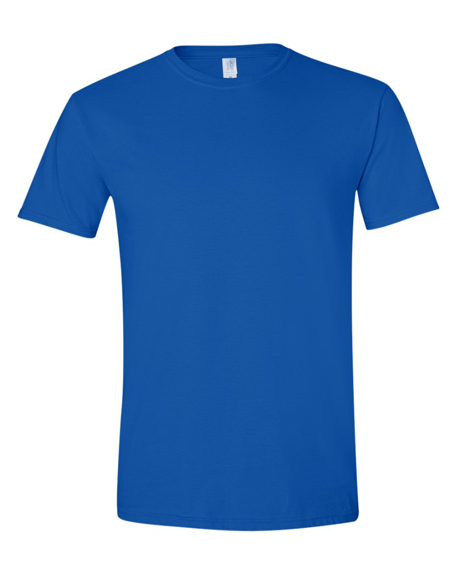 A blue t-shirt on a white background.
