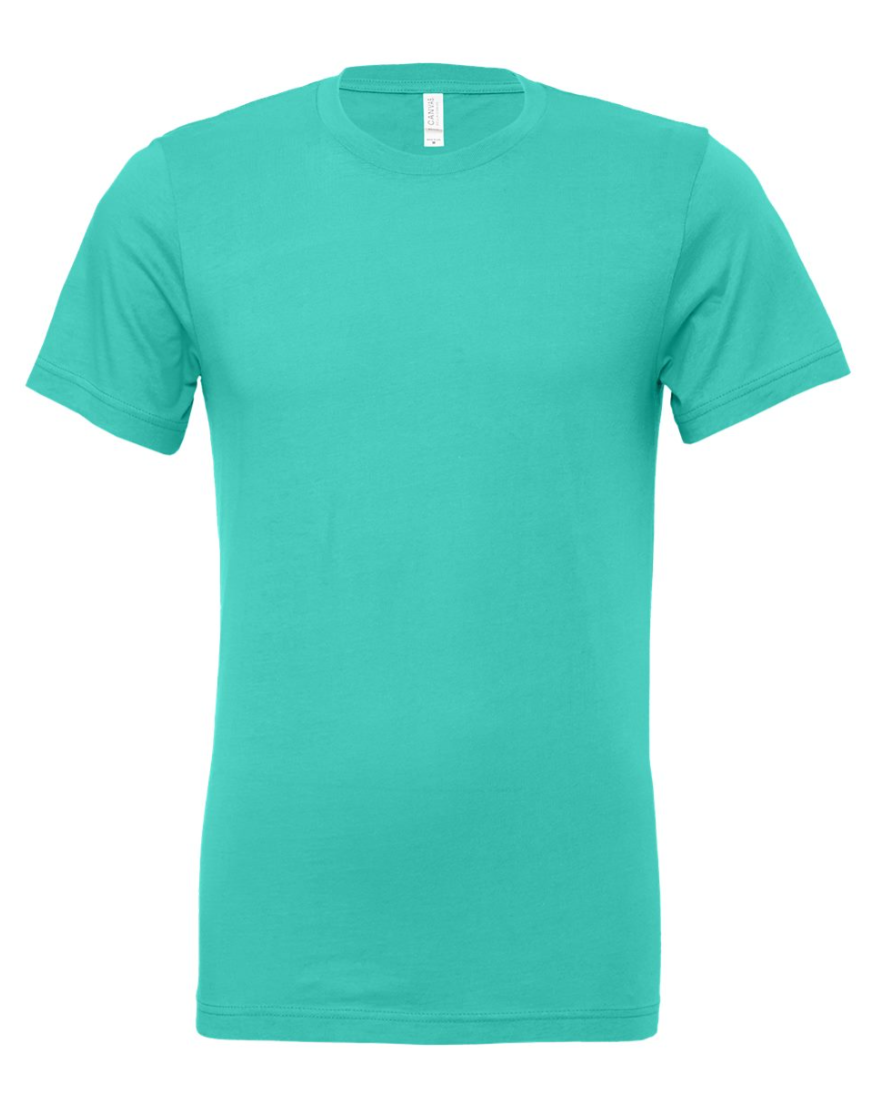 Turquoise t-shirt on a white background