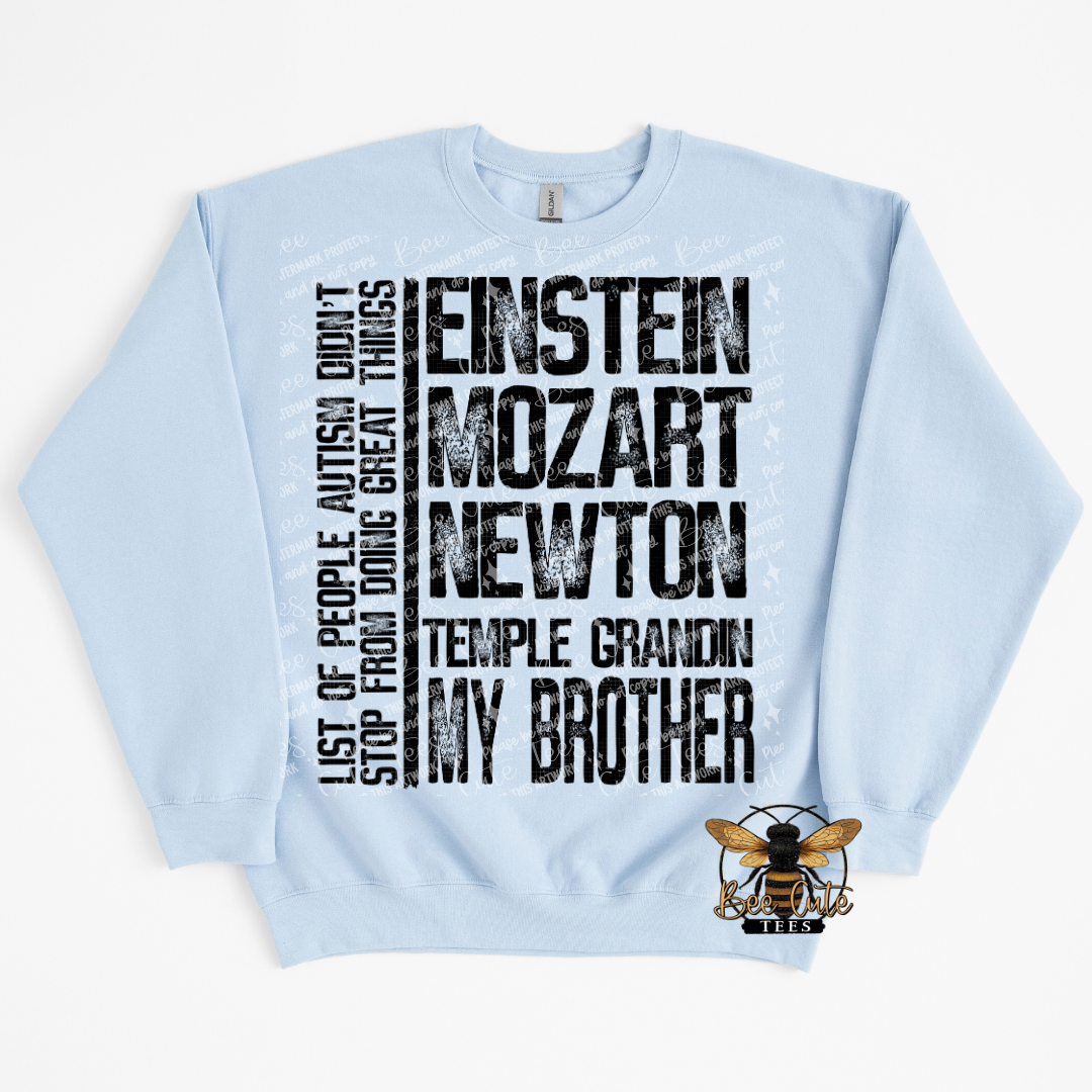 Light blue sweatshirt with text design on a white background