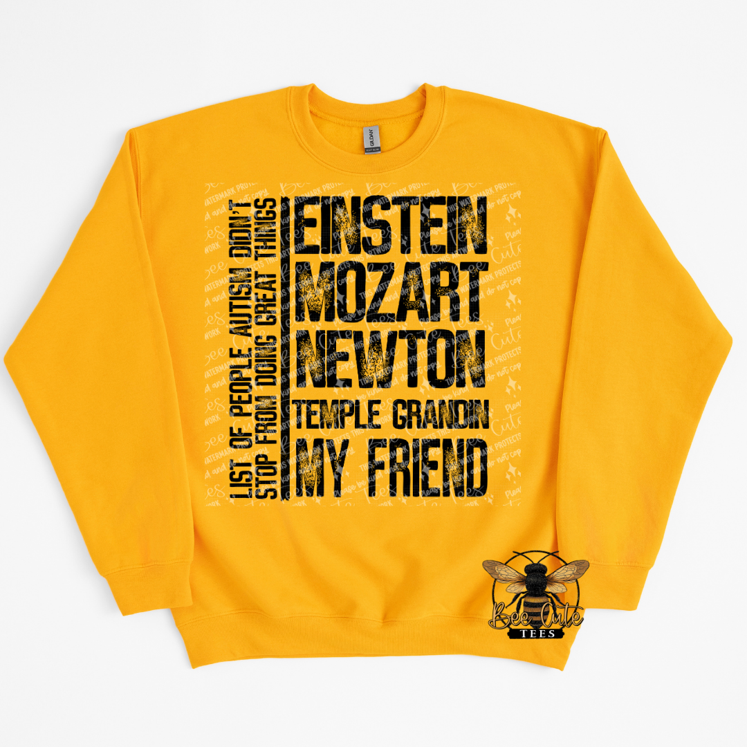 Yellow sweatshirt with text design on a white background