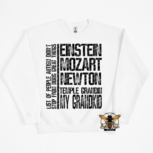 White t-shirt with black text and a logo on a white background