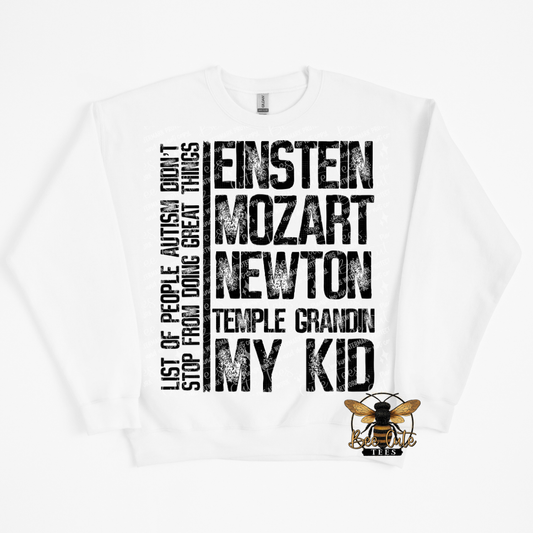 White t-shirt with black text design on a white background