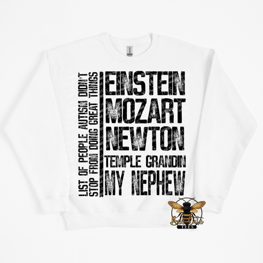 White t-shirt with black text design on a white background