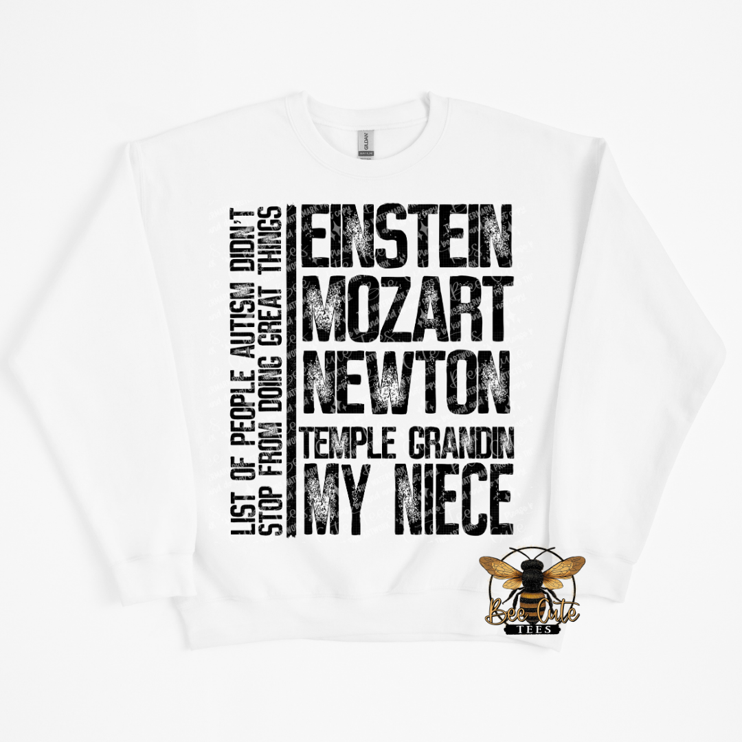 White t-shirt with black text design on a white background