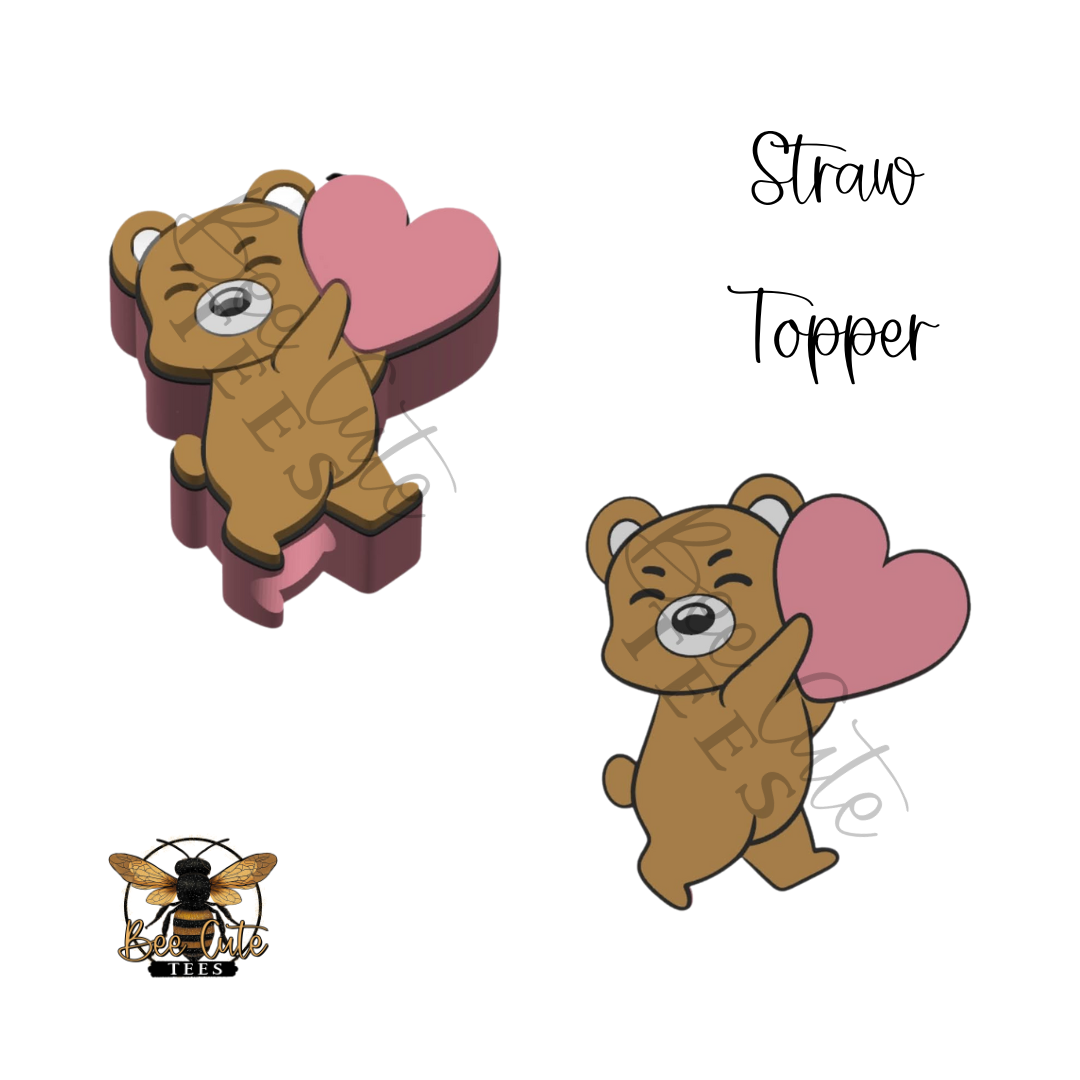 Bear Heart Straw Topper