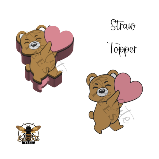 Bear Heart Straw Topper